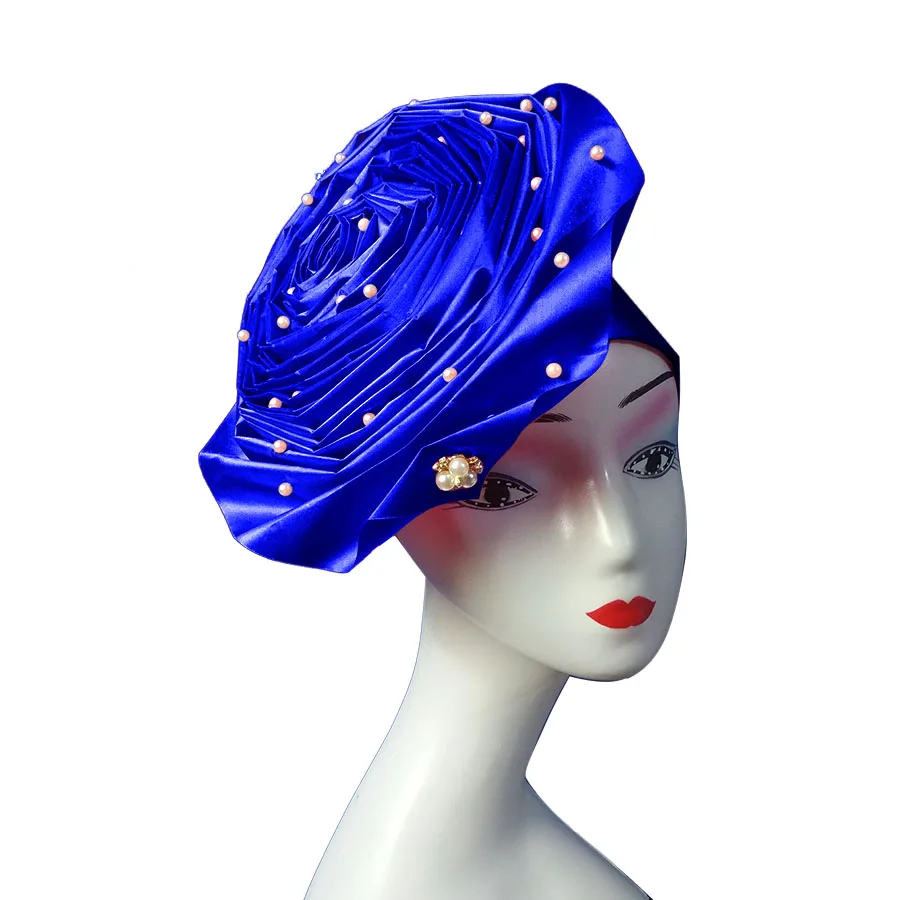 African aso oke cotton headtie nigerian gele headtie already made auto hele turban cap aso ebi headwrap big brim gele  (10)