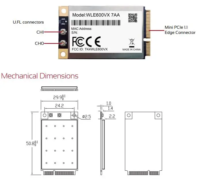 Мини-модуль PCIe QCA9882 802.11AC 867 Мбит/с двухдиапазонный 2,4 ГГц/5 ГГц беспроводная WiFi сетевая карта Поддержка Linux