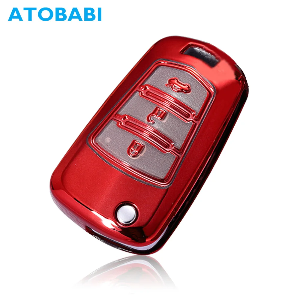 

ATOBABI Car Key Case Soft TPU Flip Remote Fob Shell Cover Folding Keychain Protector Holder Auto Accessories for Haima S5 M3 M6