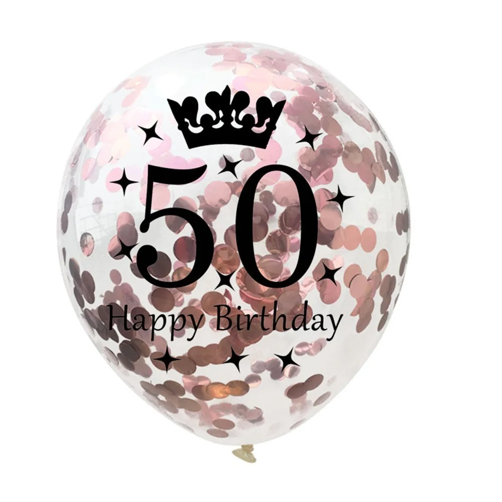 10 шт 12 дюймов 30/40/50/60th надувные воздушные шары с конфетти с днем рождения Юбилей события День рождения украшения свадебные принадлежности - Цвет: Rose gold 50th 2