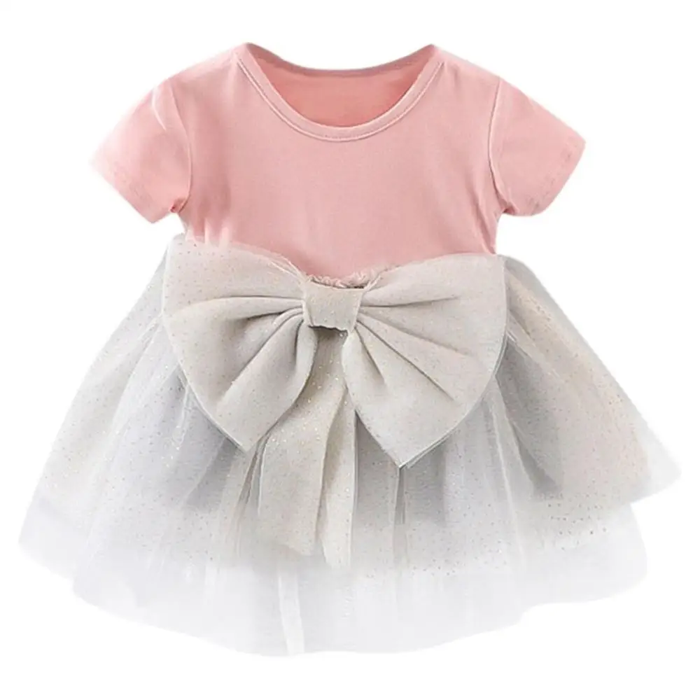 

Dress For Girls Solid Bow Dresses Tulle Tutu Princess Party Dress Girls Sequin Gauze Princess Dresses Gilded vestidos A1