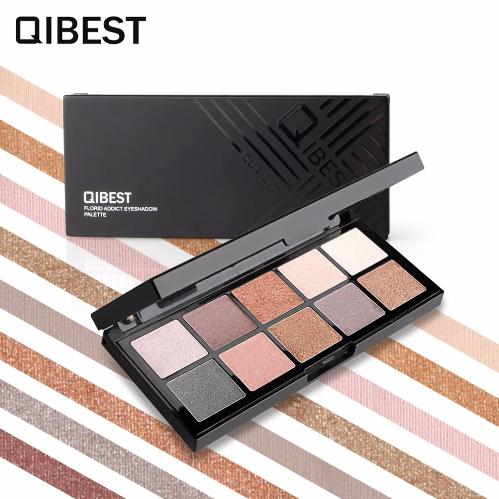 Палитра теней для век QIBEST 10 цветов матовая Мерцающая косметика нюдовых глаз