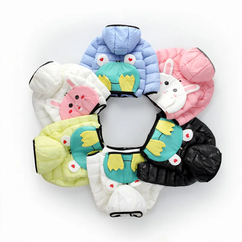 

Children Winter Coat Boys Girls Spring Autumn Cartoon Lightweight Hooded Cotton Clothes Kids Warm Jacket With Storage Bag 1-4 Y