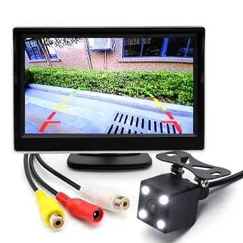 

5 Inch Car Rear View Monitor TFT LCD Screen Digital Color with 2 Video Inputs + Night Vision LED Backup Reverse Camera