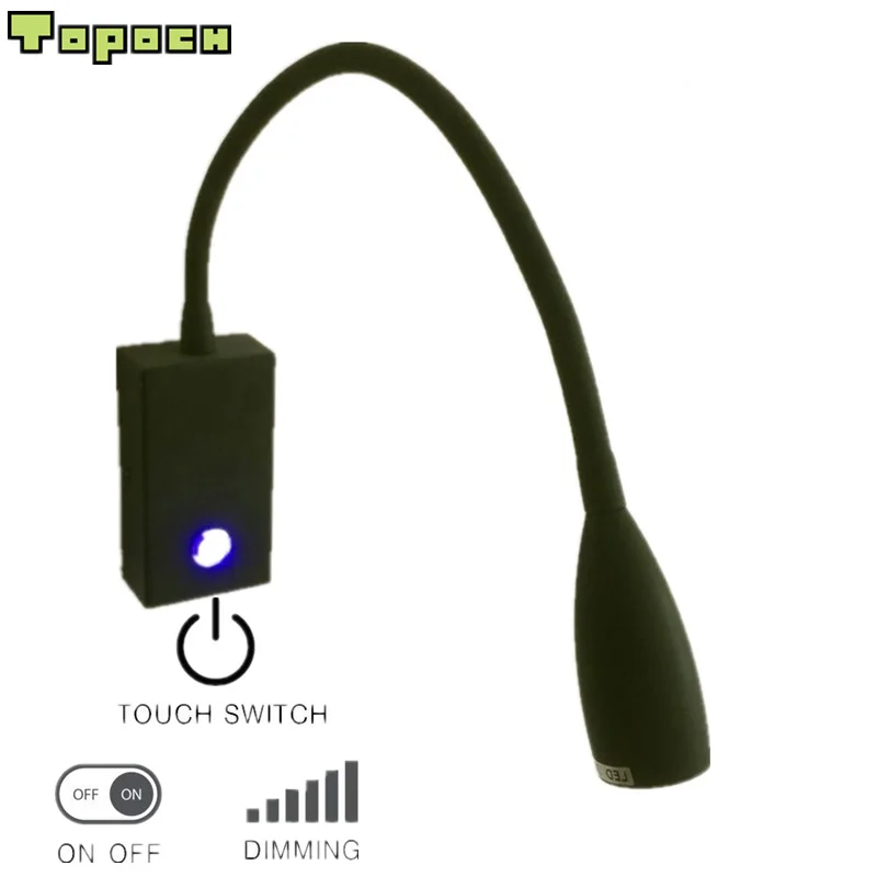 

Topoch Dimmer LED 220V Lamp with Touch On/Off/Dimmer Switch Matte Balck for House Camper Boats Tapered Head with Focussing Lens