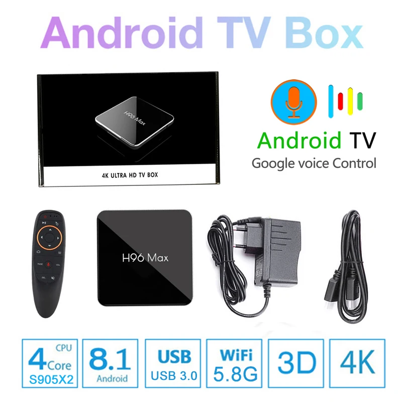 

H96 Max X2 TV Box Android 8.1 New Chip Amlogic S905X2 4GB 64GB Media Player 5G Wifi 4K USB3.0 Voice Control Smart TV Set Top Box
