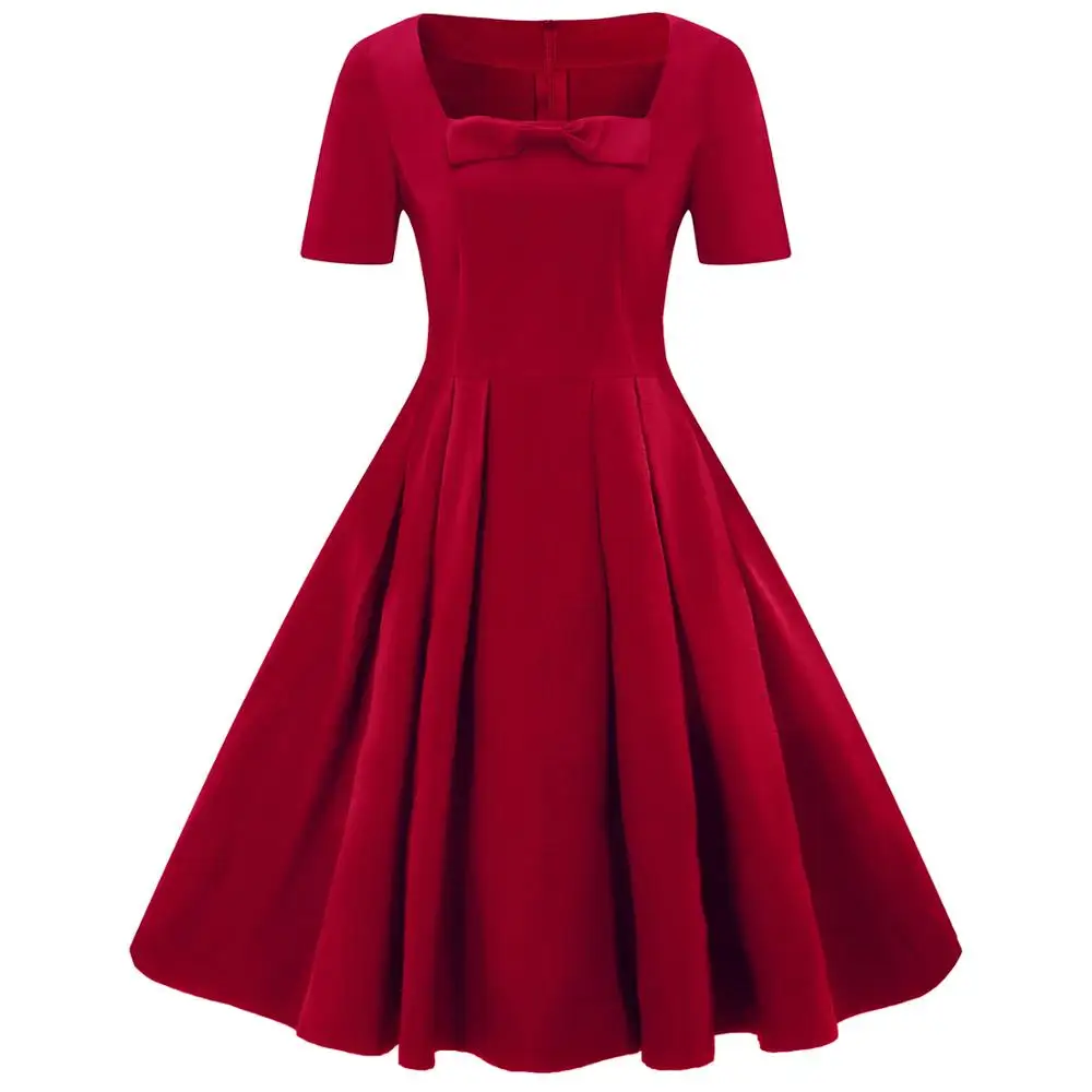 

Plus size 4xl robe vintage rockabilly sukienka Women bowknot collar frocks swing pin up dress ladies night party retro dress