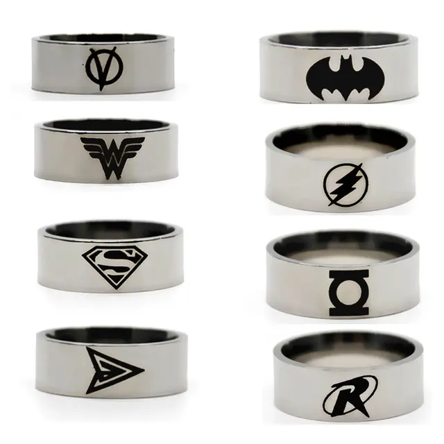 superhero ring superman Wonder woman Green arrow batman Robin Flash Vforvendetta superhero ring superman Wonder woman Green arrow batman Robin Flash Vforvendetta