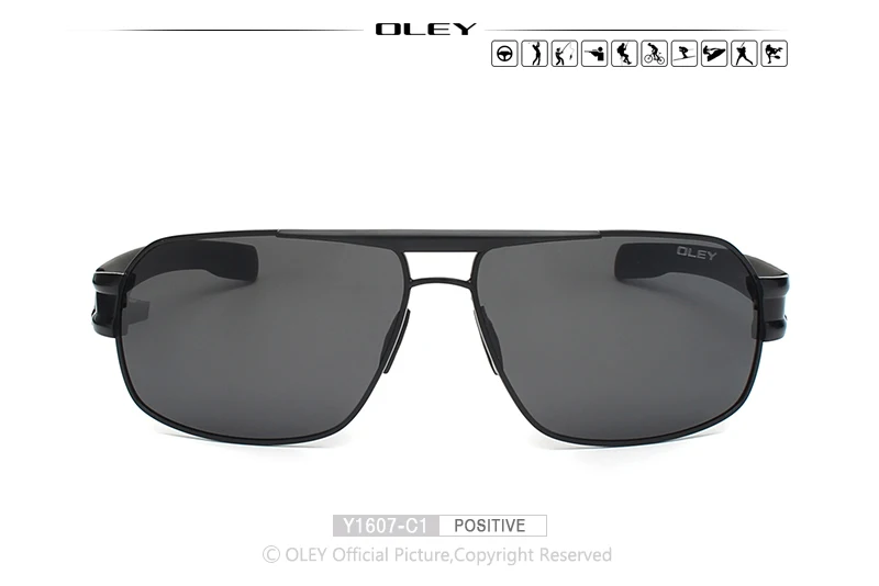 OLEY, поляризационные мужские солнцезащитные очки, фирменный дизайн, UV400, защита от солнца, мужские очки, рыболовные аксессуары, мужские s - Цвет линз: Y1607 C1 BOX