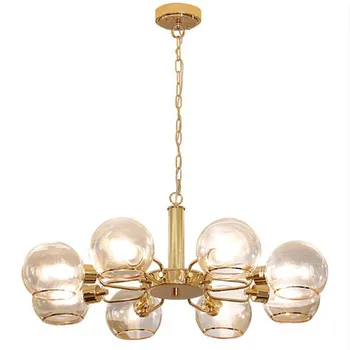 

Modern Simple Creative Gold Metal Glass Led E14 Pendant Light for Foyer Dining Room Bed Room 3/5/8 Heads Cain Drop Lamp 2267