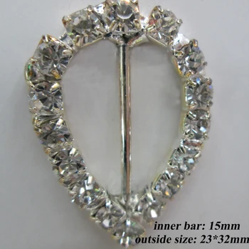 

(CM383 15mm innner bar)100pcs Drop Silver Tone Diamante Rhinestone Buckle Chair Sash Ribbon Slider