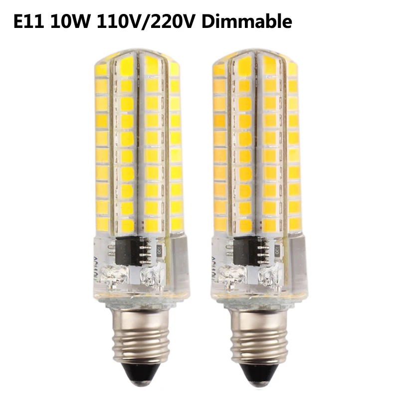 

Full New Dimmable Silicone Body E11 10W Mini LED lamp 110V / 220V 80 LEDs 2835SMD LED Corn light bulb For Crystal Chandeliers