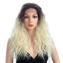 Aigemei 150% плотность 22 дюйма вьющиеся синтетические кружева спереди парик термостойкие волокна для женщин