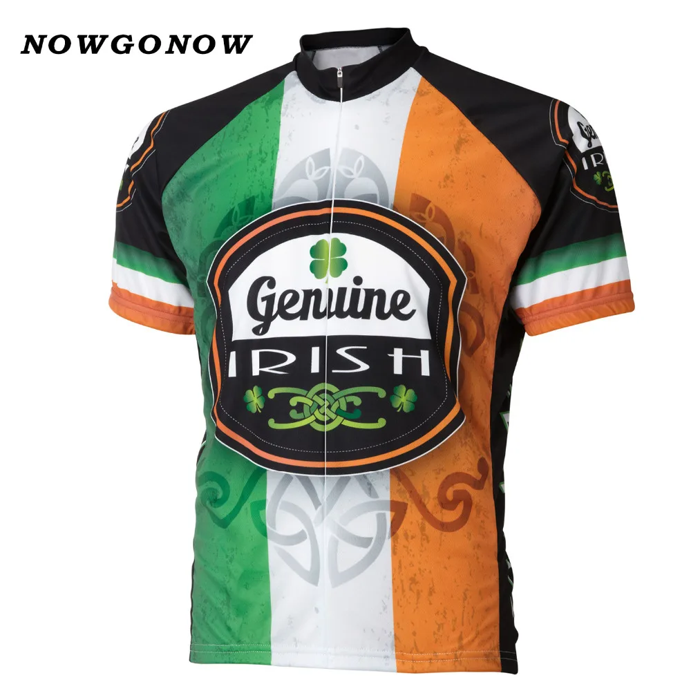 NOWGONOW Retro Cycling Jersey men Ireland green orange pro team