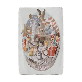 

American Flag Patriotic Bald Eagle Palm Tree Blanket Soft Warm Cozy Bed Couch Lightweight Polyester Microfiber Blanket