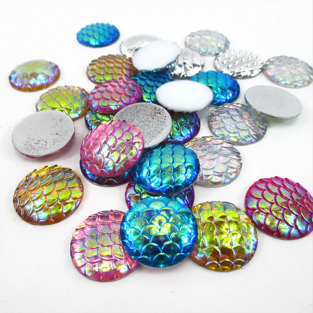 

David accessories 25mm beads fish scales Mermaid scale AB color 50pcs Rhinestone effect buttons,DIY handmade materials,50Yc2478