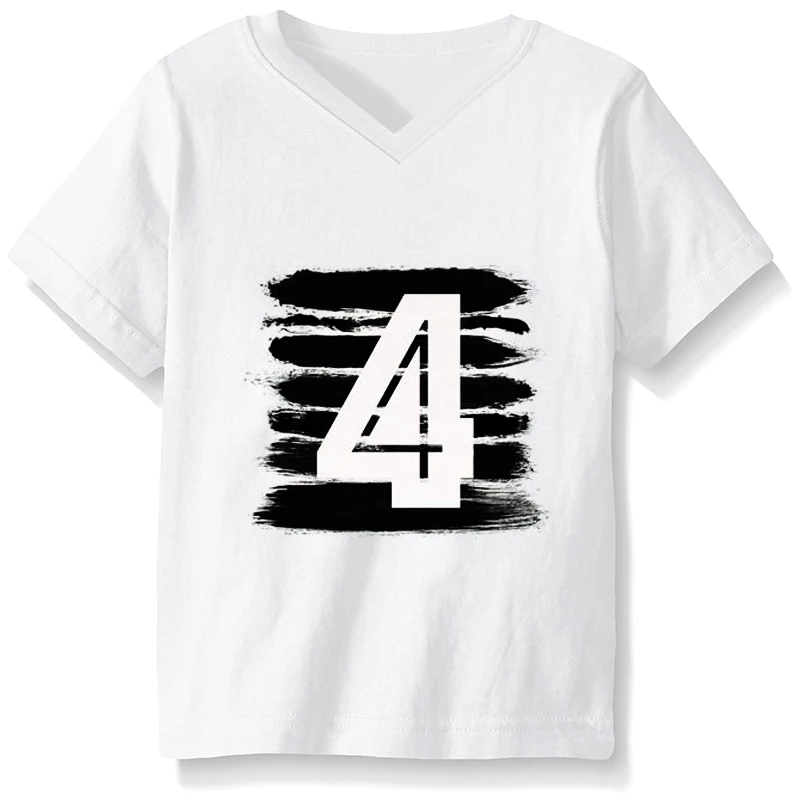 Летняя футболка для маленьких девочек, топы для мальчиков, черно-белые наряды на день рождения для детей 1, 2, 3, 4 лет, футболки, рубашка, топы, Детская Хлопковая одежда - Цвет: White 4th