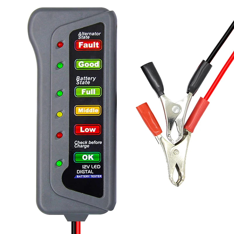 

12V Automotive Car Battery Tester LCD Digital Test Analyzer Auto System Analyzer Alternator Cranking Check