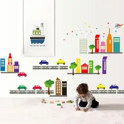 Мультфильм 3D DIY световой Стикеры городской пейзаж автомобиль стены Стикеры для Спальня Детский подарок плакат светятся в темноте стены