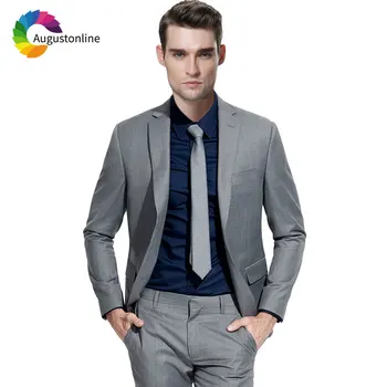 Skup Szary Mężczyźni Garnitury ślubne Wykonane Na Zamówienie Formalne Najlepszy Mężczyzna żakiet Z Dzianiny Dresowej Spodnie 2 Sztuka Terno Masculino Slim Fit Groom Smokingi