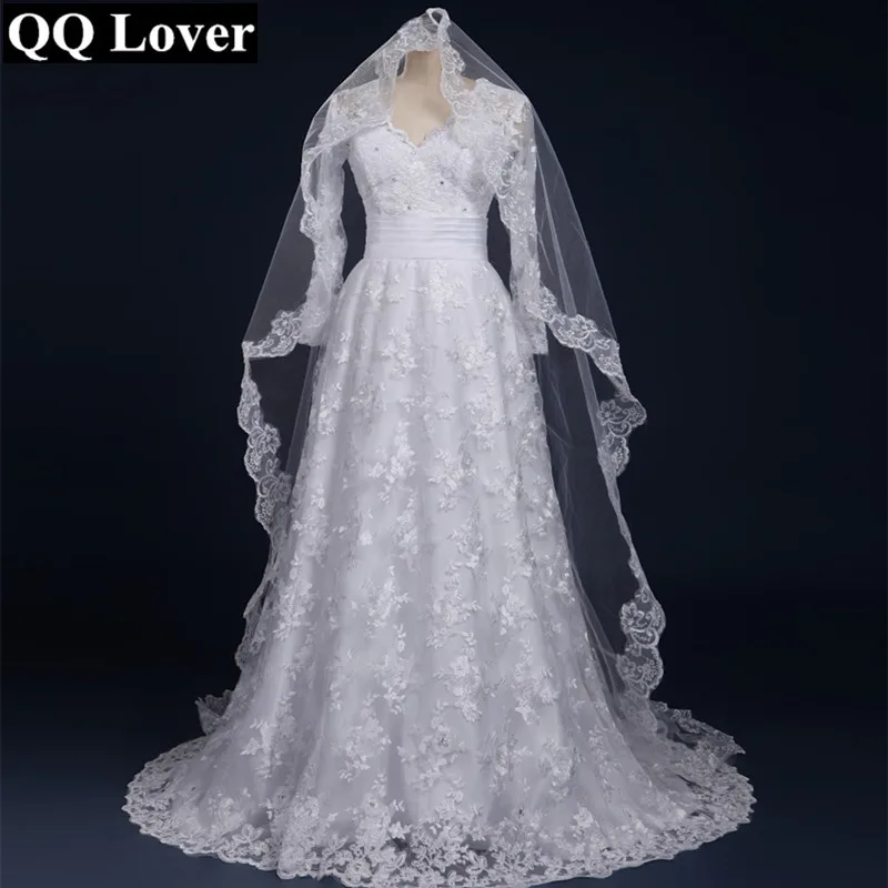 QQ Lover 2019 сексуальное кружевное свадебное платье с длинными рукавами вуалью на