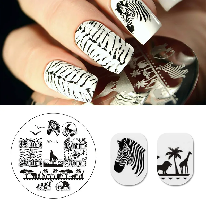 

BORN PRETTY Zebra Wolf Animal Patterns Nail Art Stamp Template Design Image Manicure Print Plate Nail Art Styling Tools BP-16