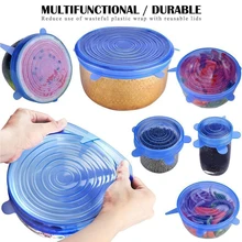 Кухонное Хранение продуктов 6 шт Универсальная многоразовая крышка всасывания-силиконовая миска растягивающиеся крышки обертывание чаши уплотнение еды постельное белье кухонное использование
