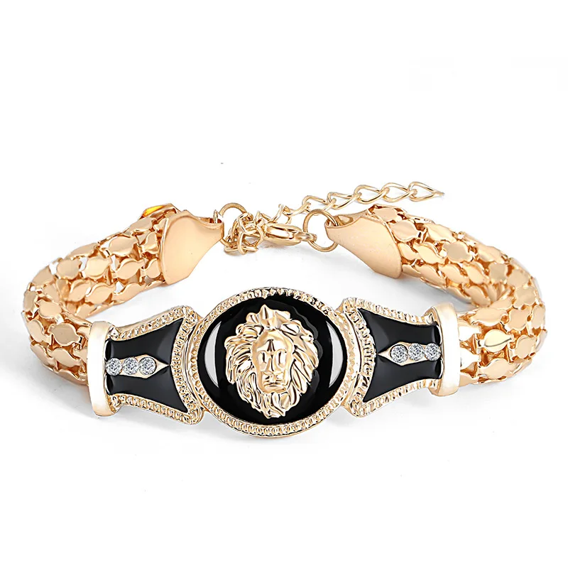 Крутой золотой браслет с головой льва, массивная цепочка в стиле хип-хоп, модные ювелирные изделия для мужчин, Рок Браслеты
