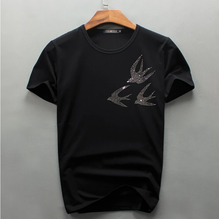 Tops Tees 2017 new Luxury Brand Summer Men Diamonds T Shirt Slim font b Fitness b