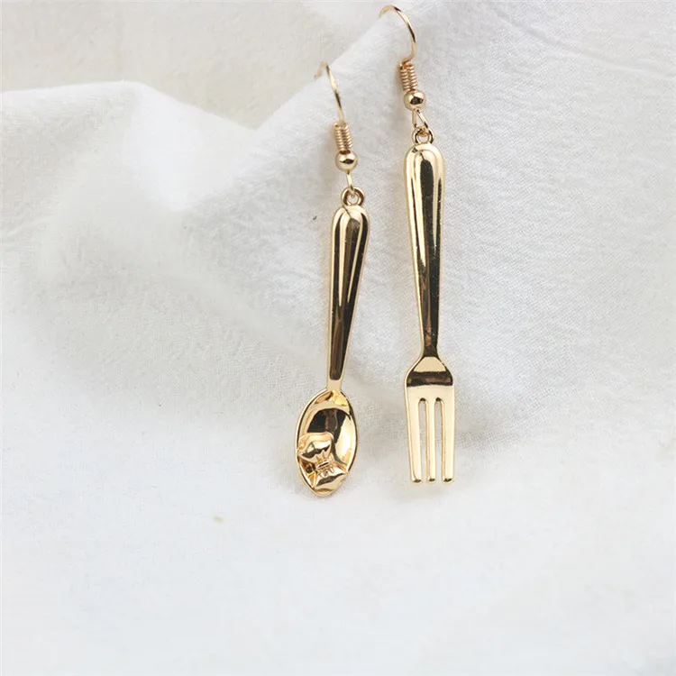 

Funny Fork Spoon Drop Earrings Knot Asymmetry Earrings for Women Girls