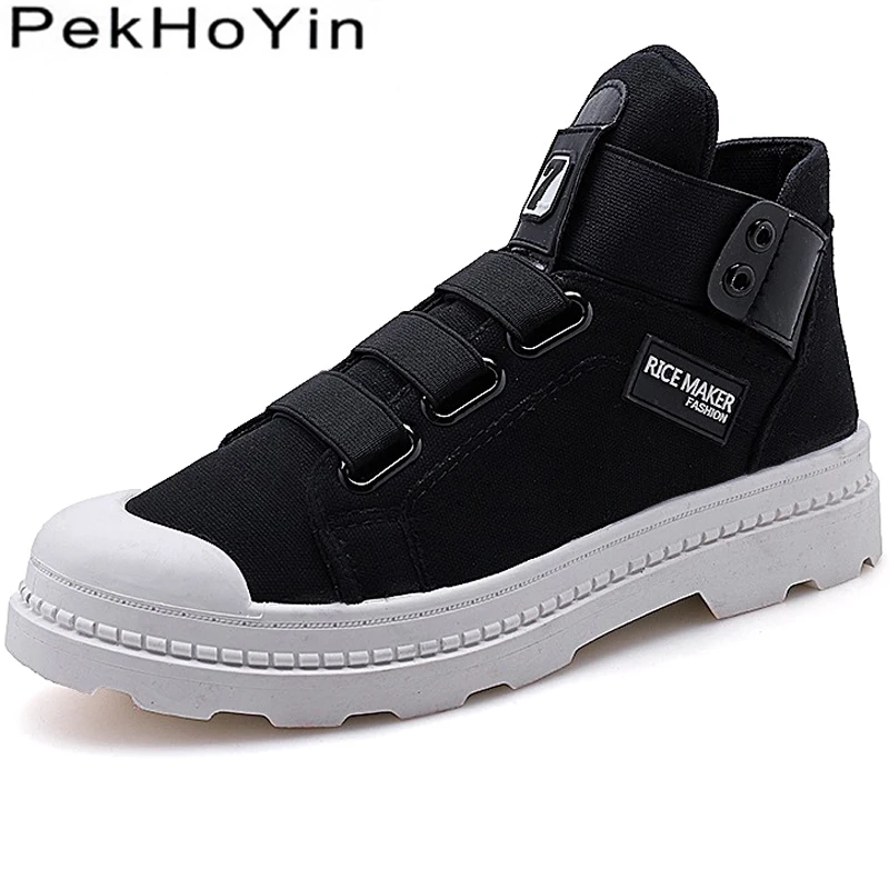 

High Quality Canvas Thick Sole Men Caaual Shoes Black Sneakers Zapatos Outdoor Male Walking Shoes Creepers Footwear Men Boots