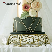 Transhome soporte de torta Vintage oro postre Rack de mesa de postres de boda decoración cumpleaños forma geométrica pastel bandeja