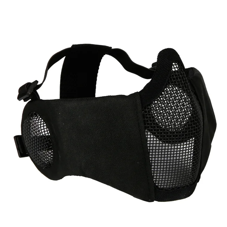  Foldable Lower Face Military Tactical Airsoft Paintball Mask Skull Half Face Steel Metal Mesh Mask 