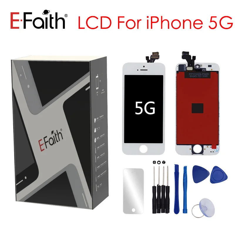 

1PCS E-Faith Tianma Grade A+++ quality LCD Display For Apple iPhone 5 5G Fast Ship with touch screen Assembly White black color