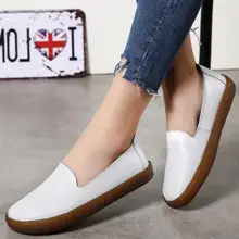 Г. женская обувь из натуральной кожи Новая Летняя женская повседневная обувь износостойкая женская обувь на плоской подошве без застежки размер 35-43