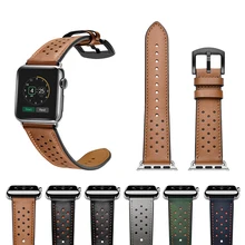 NVPONE отверстие дизайн Винтаж из натуральной коровьей кожи Ремешки для наручных часов Apple Watch, версии 3/2/1 кожаный 42 38 мм и нержавеющая сталь металлический корпус для меня ремешок для наручных часов