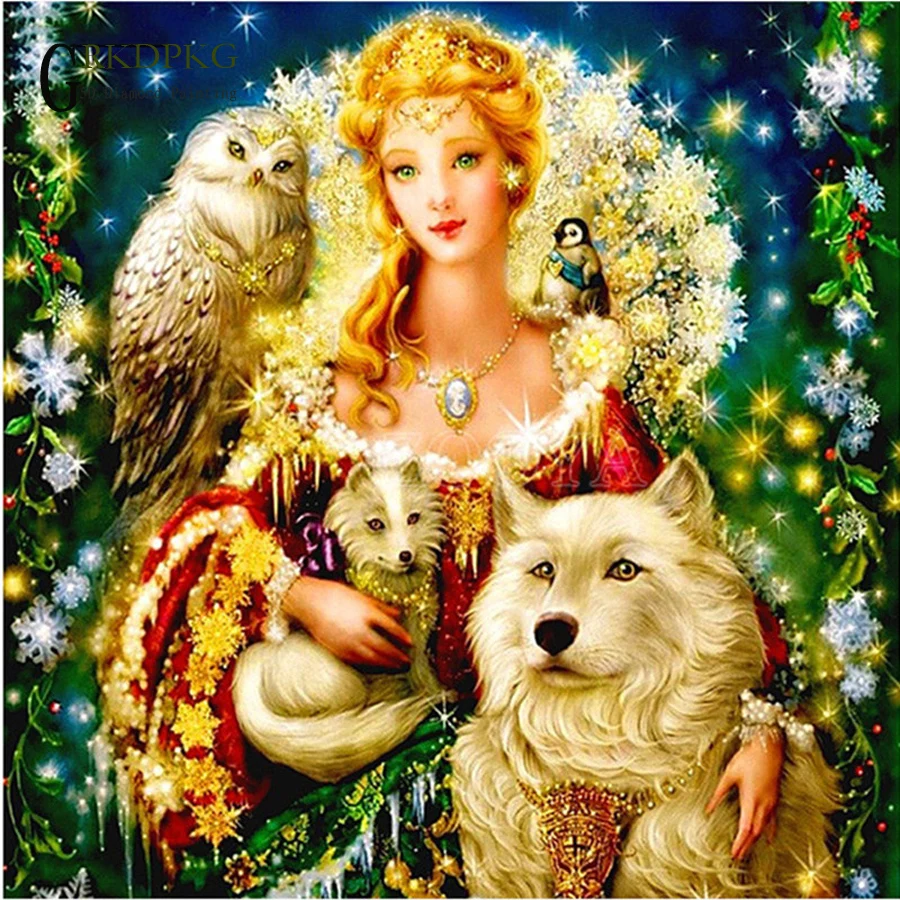 

GRKDPKJ 5d diamond painting full diamond square diamond embroidery cross stitch picture living room decoration princess and dog