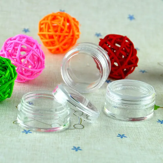 

500x High Quality 2.5g Gram ML Nail Glitter Refillable Bottles Empty Plastic Sample Pot Jars Cosmetic Containers P-2.5 4014-100