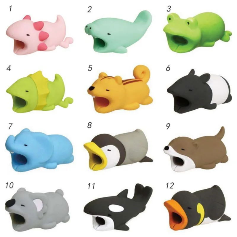 

1PCS Cable Bite Protector For phone USB Cable Winder Phone Holder Rabbit Dog Animal Doll Toys with Blister Card Package