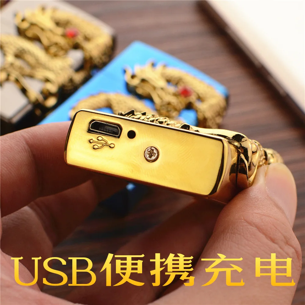 Новое поступление 3D Dragon двойная импульсно дуговая Зажигалка металлическая USB
