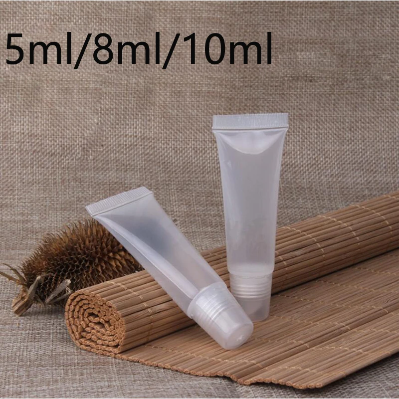 

50pcs 5ml/8ml/10ml Empty Plastic Lip Balm Soft Tubes Homemade Ointment Lipstick Containers DIY Squeezable Cosmetic Cream Bottles