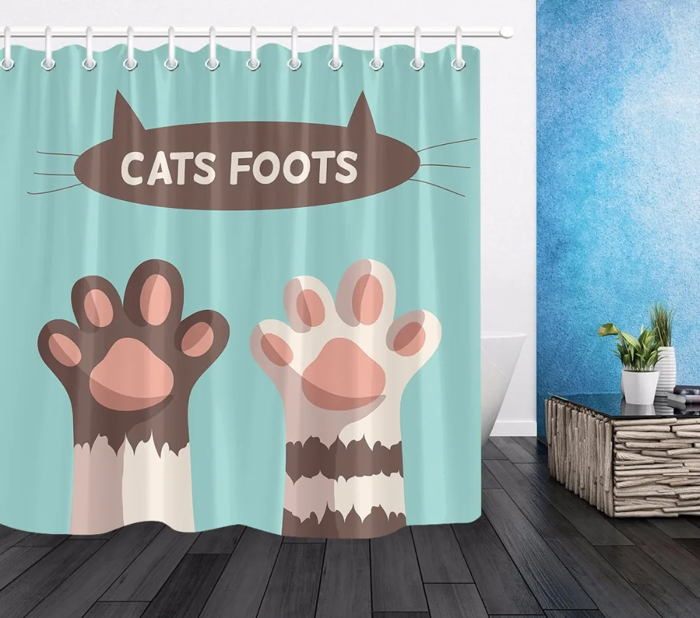 LB Abstract Funny Cats Foots Shower Curtain Bathroom Waterproof Eco