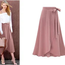 Женские юбки изящные одноцветные длинные юбки модные раздельные юбки с бантом женские асимметричные юбки вязаные юбки с высокой талией