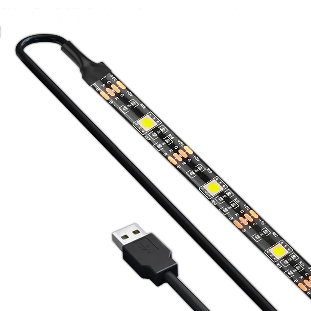 Гибкая Светодиодные ленты USB теплые/холодный белый SMD 5050 свет Водонепроницаемый
