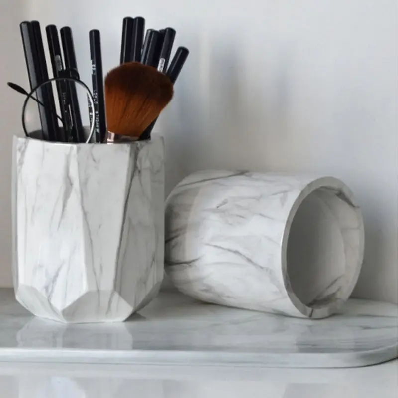 Офисные дома креативные держатели для ручки макияж кисти ваза коробка для хранения с мраморной зерна настольная стойка инструмент