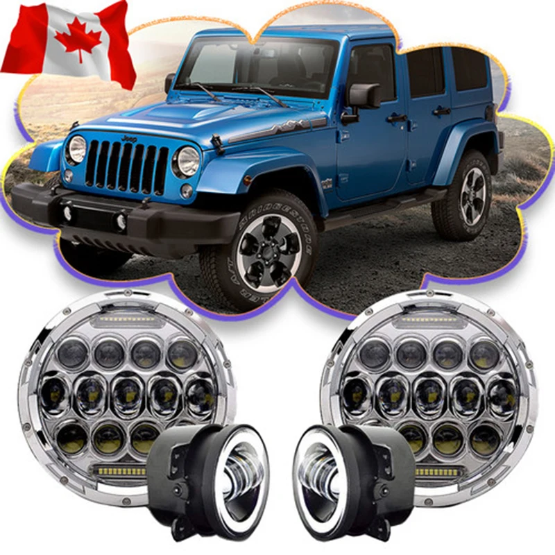 

7 inch 75W LED Headlight Fog lights For Harley Touring Motorcycle Clear PC Lens 6000K White High Quality Free Shipping