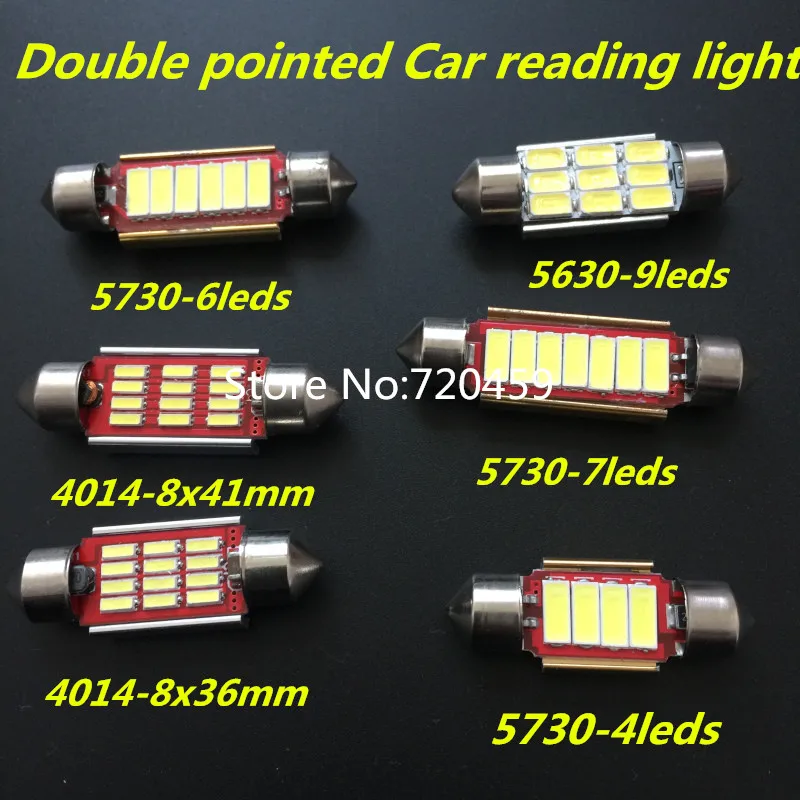 

10pcs Double pointed Car reading light 5730 smd 31mm to 41mm car reading light 4 W 12V white reading Lamps bulbs