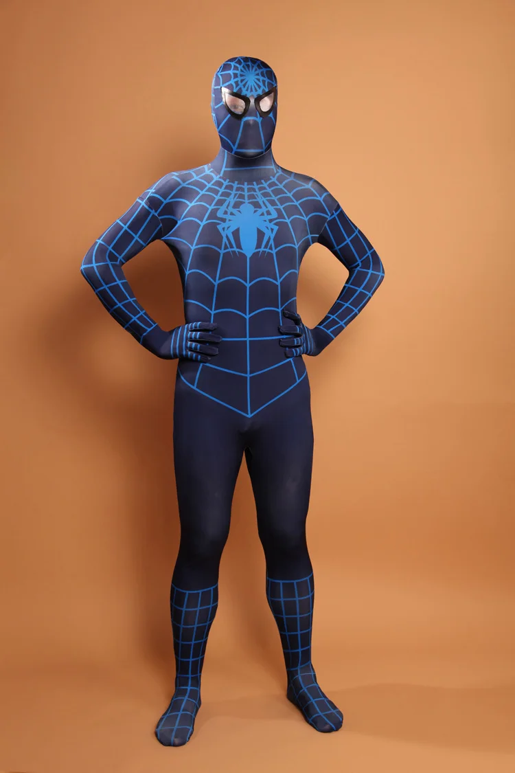 

(SN911) Unisex Adult Full Body Dark Blue Lycra Spandex Superhero Spiderman Zentai Suits Halloween Party Costume