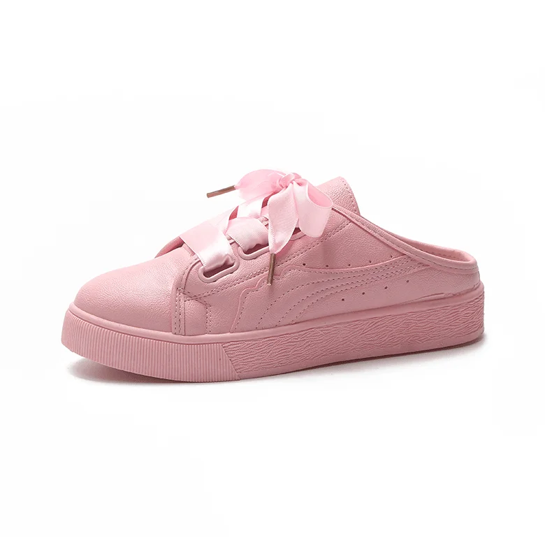 

Flat bottom half female 2019 new summer no heel one foot baotou fashion casual student lazy canvas shoes