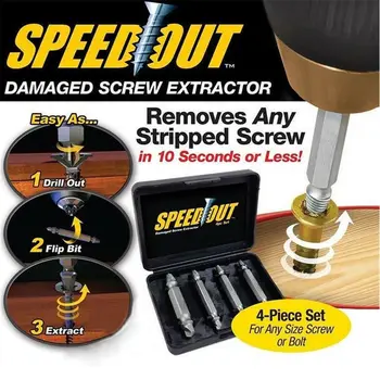 

4PCS/Set Double Disassemble Screws Carpentry Screw Extractor Easy Out Set Remove Tool Broken Bolt Tool Parts Hot Sale Dropship